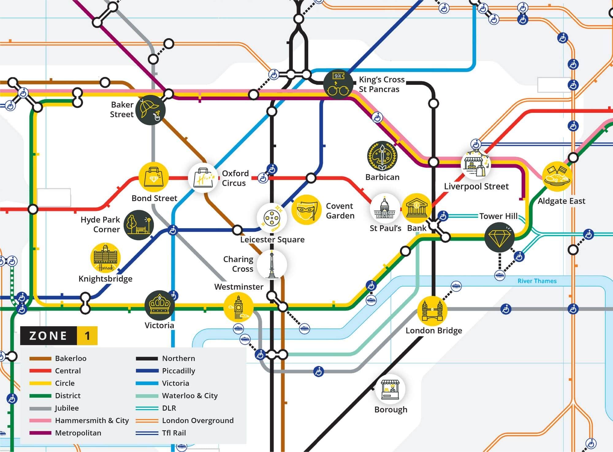 London Tube Map With Attractions